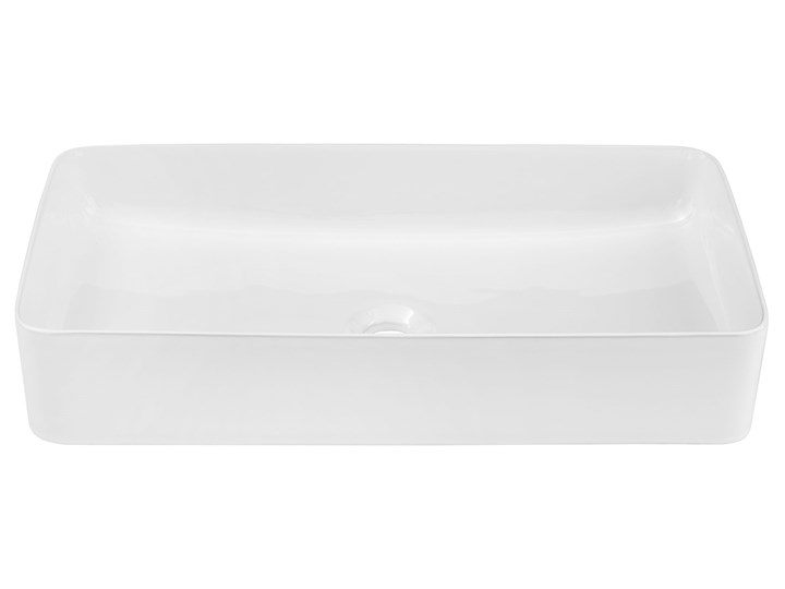 Biała prostokątna ceramiczna umywalka nablatowa - Averto