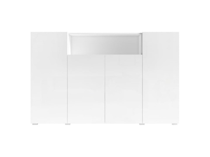 Komoda Delos - Kolor: Biały Połysk 182x115x38 Głębokość 38 cm Płyta MDF Szerokość 182 cm Wysokość 115 cm Styl Minimalistyczny Pomieszczenie Salon