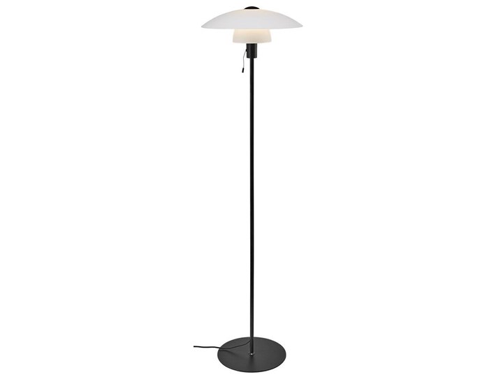 Lampa podłogowa metalowa biała czarna klosz biały Ø40x150 cm Lampa z kloszem Tkanina Kolor Czarny