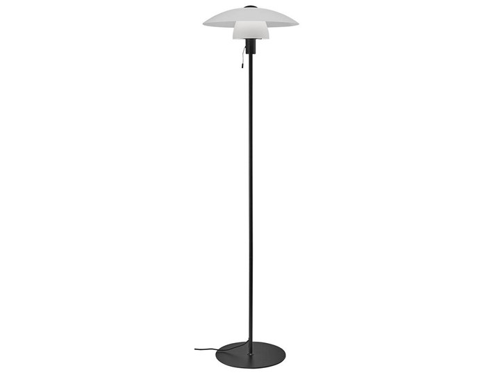Lampa podłogowa metalowa biała czarna klosz biały Ø40x150 cm Tkanina Lampa z kloszem Kolor Czarny