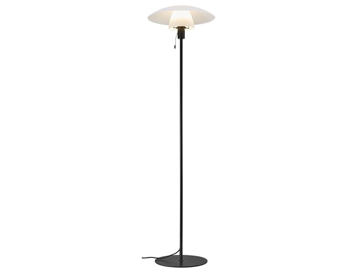 Lampa podłogowa metalowa biała czarna klosz biały Ø40x150 cm Lampa z kloszem Kolor Czarny Tkanina Kategoria Lampy podłogowe