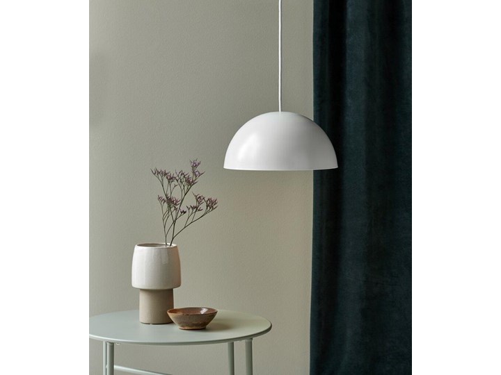 Lampa wisząca metalowa biała Ø30x15 cm Tkanina Kolor Biały Kategoria Lampy wiszące