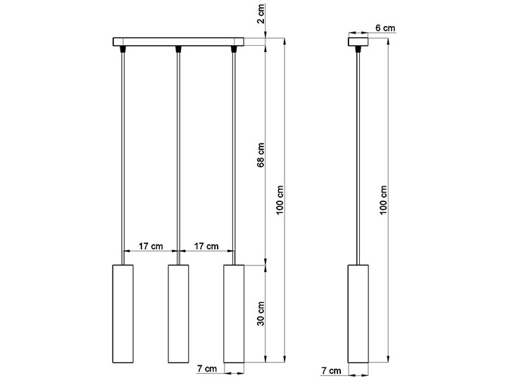 Lampa wisząca 3-punktowa klosz betonowy 40x100 cm Styl Nowoczesny Lampa z kloszem Styl Industrialny