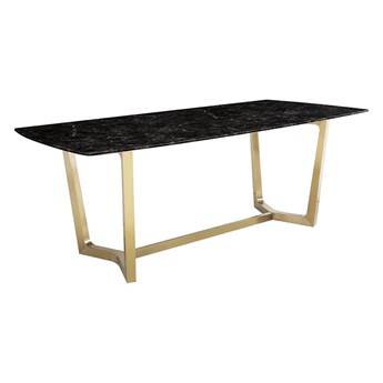 STÓŁ METALOWY RAMA ZŁOTA BLAT MARMUR PREMIUM MARMO BROWN GOLD 200x100cm