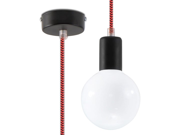 Lampa Wisząca EDISON Czarno-Czerwona Tkanina Stal Metal Kolor Czarny Kolor Czerwony