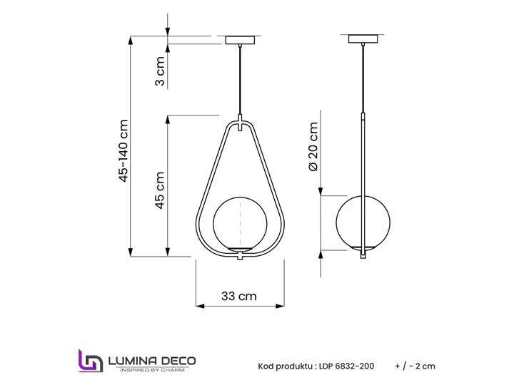 NOWOCZESNA LAMPA WISZĄCA BIAŁA FORNERI D20 Lampa z kloszem Mosiądz Lampa z abażurem Szkło Metal Kolor Złoty