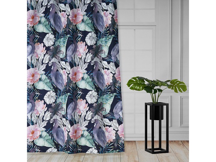 Piękne zasłony w CZAPLE I KWIATY 410337-102 Typ Zasłony gotowe Zasłona zaciemniająca 32x140 cm Poliester Mocowanie Tunel