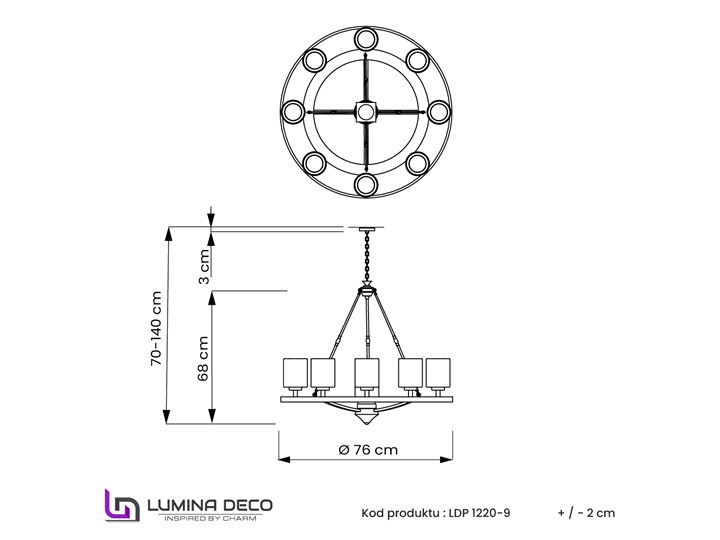 LAMPA WISZĄCA LOFT CHROMOWANA SANTINI W9 LUMINA DECO Lampa z abażurem Pomieszczenie Jadalnia Szkło Lampa z kloszem Metal Styl Tradycyjny