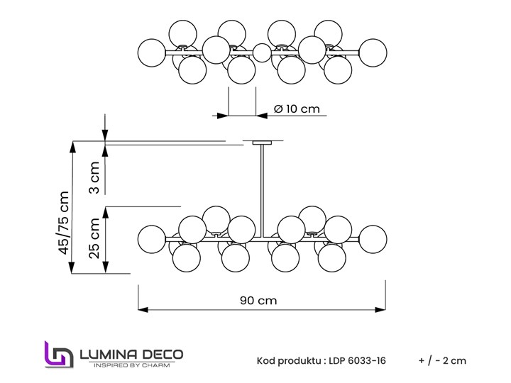 LAMPA WISZĄCA SUFITOWA NOWOCZESNA ZŁOTA PETRICA W16 LUMINA DECO Lampa z kloszem Lampa z abażurem Kolor Złoty Metal Szkło Styl Nowoczesny