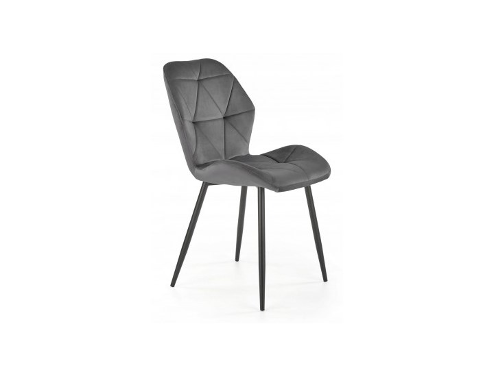 Krzesło Tapicerowane do Salonu K453 Szare Welur Metal Tkanina Pikowane Stal Tworzywo sztuczne Krzesło inspirowane Kategoria Krzesła kuchenne