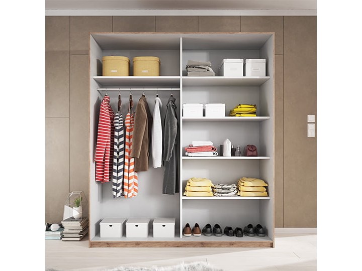 Szafa 200 Galaxy z lustrem Płyta MDF Metal Stal Drewno Pomieszczenie Garderoba