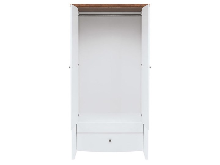Szafa Kalio - Kolor: Biały Połysk/Akacja Złota/Biały Połysk 99.5x196.5x59.5 Drewno Płyta MDF Pomieszczenie Garderoba Metal Pomieszczenie Sypialnia