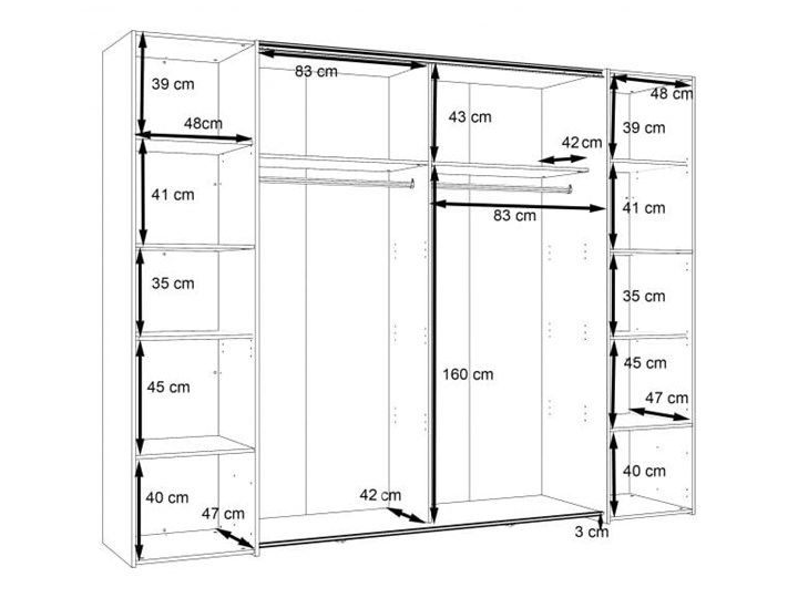 Duża i pojemna szafa do sypialni Delate 270.3x210x61.2 Wysokość 210 cm Głębokość 61 cm Pomieszczenie Sypialnia
