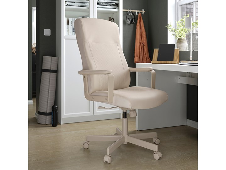 IKEA MALM/MILLBERGET / BILLY/OXBERG Kombinacja biurko/szafka, i krzesło obrotowe biały/beżowy Kategoria Zestawy mebli do sypialni
