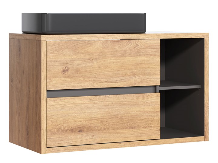 Szafka łazienkowa z umywalką - Ralfo 2S Płyta MDF Wysokość 60 cm Szerokość 100 cm Głębokość 45 cm Szafki Drewno Głębokość 46 cm Kategoria Szafki stojące