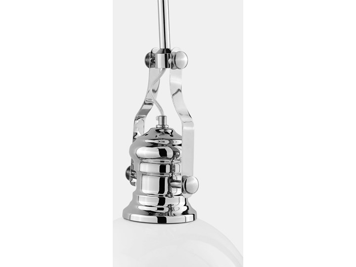 LAMPA WISZĄCA INDUSTRIALNA LOFT BIAŁA ETTORE Szkło Metal Lampa z kloszem Chrom Pomieszczenie Sypialnia