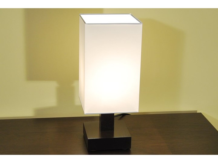 Lampka nocna - CALN21D - abażur BIAŁY PCV Lampa nocna Lampa z abażurem Tworzywo sztuczne Drewno Kategoria Lampy stołowe Pomieszczenie Sypialnia