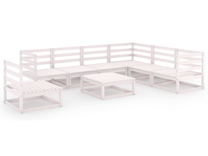 vidaXL 8-cz. zestaw mebli wypoczynkowych do ogrodu, biały, sosnowy Zestawy wypoczynkowe Kategoria Zestawy mebli ogrodowych Drewno Zawartość zestawu Sofa