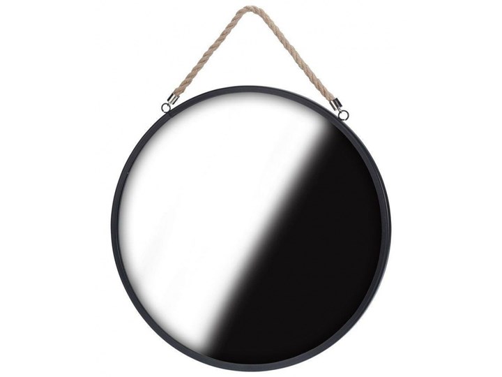 Lustro okrągłe na sznurku pasku czarne loft 41 cm kod: O-510106