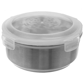 Pojemnik kuchenny stalowy okrągły z pokrywką miska do przechowywania żywności szczelny 1200 ml kod: O-127538