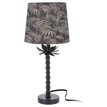 Lampa stołowa z kloszem abażurem stojąca nocna lampka liście czarna złota 49x22 cm kod: O-569175