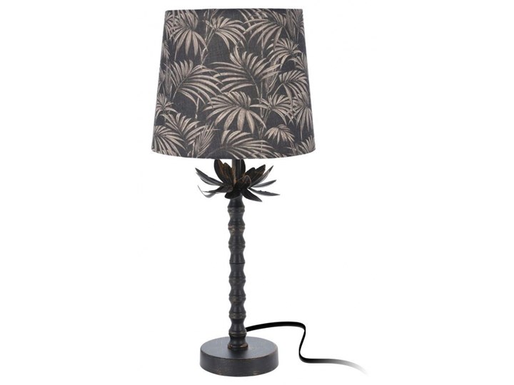 Lampa stołowa z kloszem abażurem stojąca nocna lampka liście czarna złota 49x22 cm kod: O-569175 Wysokość 49 cm Styl Tradycyjny Lampa gabinetowa Lampa nocna Metal Lampa z abażurem Lampa z kloszem Kolor Czarny