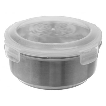 Pojemnik kuchenny stalowy okrągły z pokrywką miska do przechowywania żywności szczelny 400 ml kod: O-127536