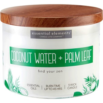 Candle-lite Essential Elements duża sojowa świeca zapachowa w szkle 418 g 14.75 oz z olejkami eterycznymi - Coconut Water & Palm Leaf