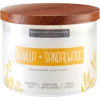 Sojowa świeca zapachowa naturalna z olejkami eterycznymi Candle-lite 418 g - Wanilia i Drzewo Sandałowe Vanilla & Sandalwood