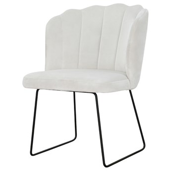 SELSEY Krzesło tapicerowane Servoil na metalowych płozach kremowy