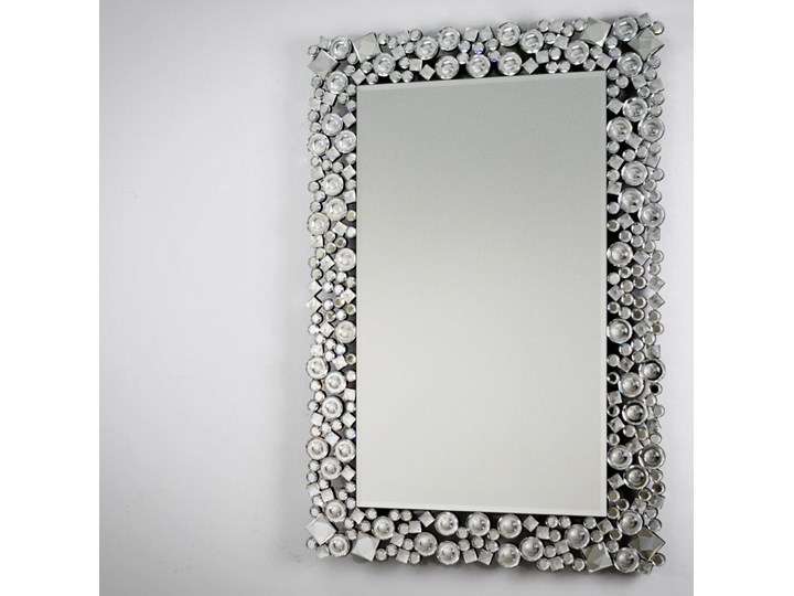 Lustro z kryształkami w stylu glamour 60x90 cm 13tm171PM Lustro z ramą Ścienne Prostokątne Kolor Srebrny Kategoria Lustra