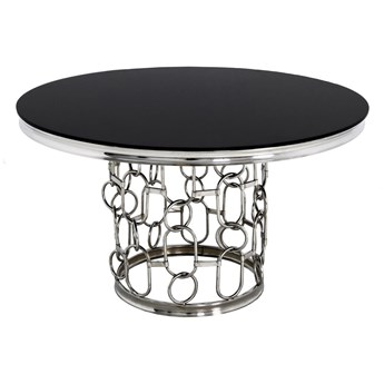 Wyjątkowy okrągły stół czarny szklany blat Ø130x80 cm TH522-6
