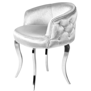 Srebrny fotel pikowany kryształkami 60x60x72 cm FC39