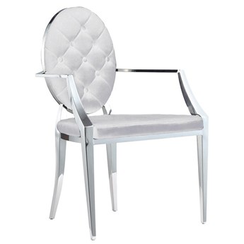 Srebrne aksamitne krzesło z podłokietnikiem 63x59x92 cm FT83