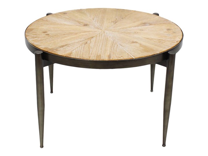 Okrągły stolik kawowy drewniany blat Ø 61 x 38 cm TOY69-2426 Drewno Stal Długość 61 cm Szerokość 61 cm Zestaw stolików Kształt blatu Okrągłe