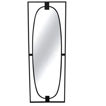 Owalne lustro w stalowej czarnej ramie loft 43x120x2 cm TOYJ19-386