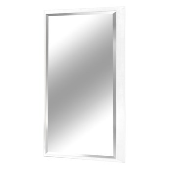 Nowoczesne fazowane lustro w białej ramie 65 x 95 cm 12F-390