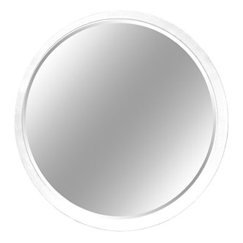 Okrągłe fazowane lustro w białej ramie średnica 60 cm 12F-361