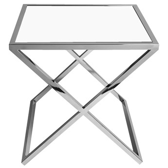 Biały stalowy stolik ze skrzyżowaną podstawą 50x50x50 cm JJ1020