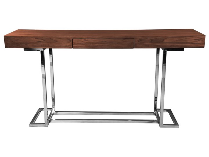 Drewniana konsola z szufladką stalowa rama 160x40x80 cm E162 Z szufladą Kategoria Konsole Głębokość 40 cm Stal nierdzewna Szerokość 160 cm Drewno Pomieszczenie Sypialnia