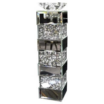 Lustrzany świecznik z kryształkami 10x10x40 cm GD2017