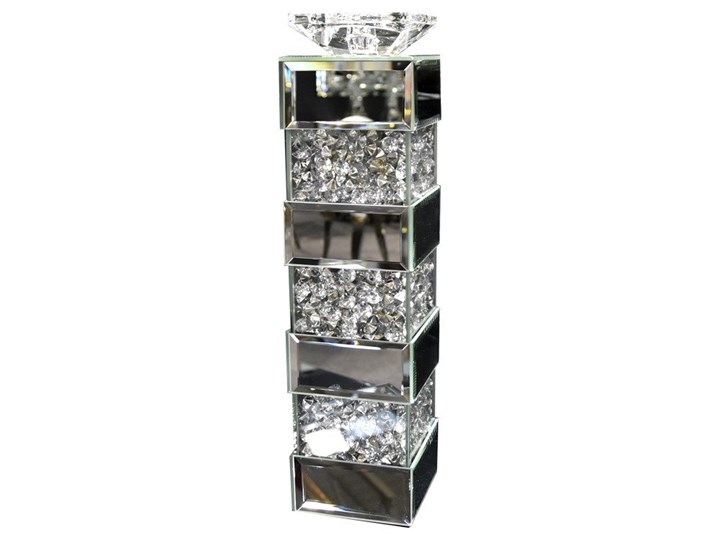 Lustrzany świecznik z kryształkami 10x10x40 cm GD2017