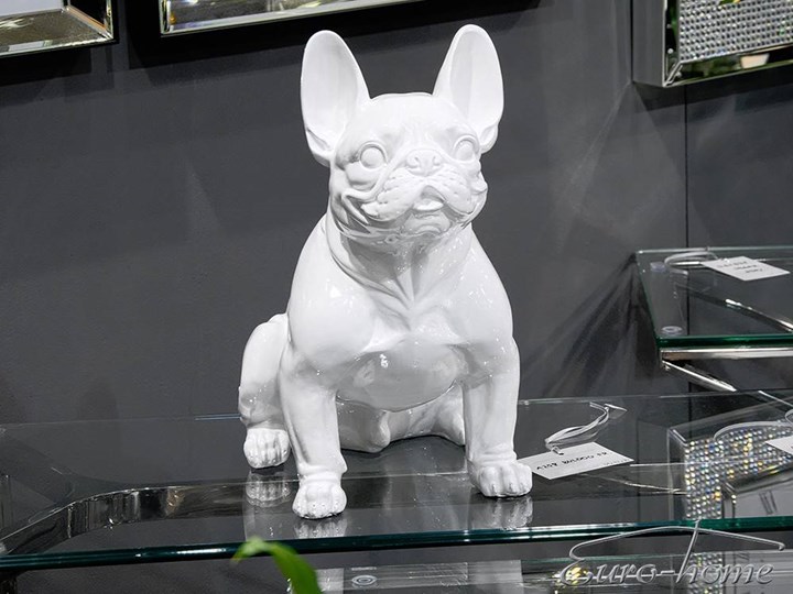 Biała figura buldog francuski 37x40x22 cm A258 Kolor Biały