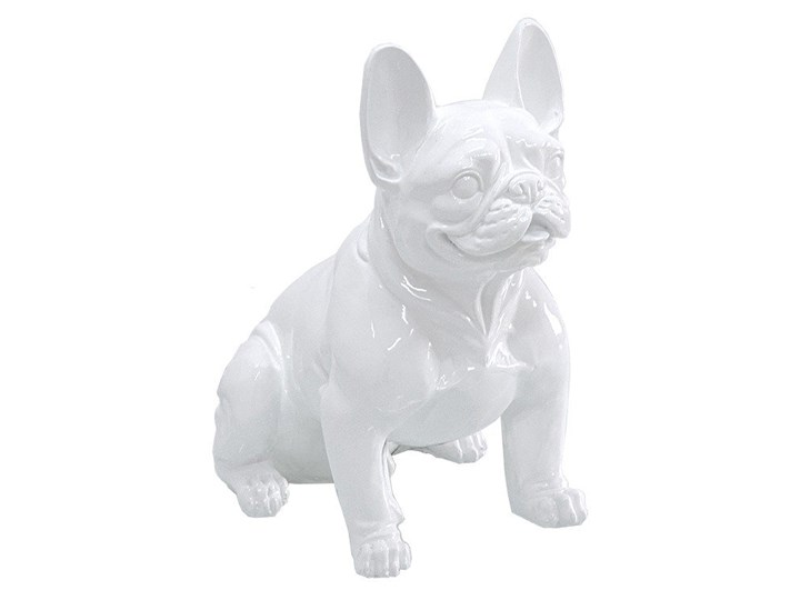 Biała figura buldog francuski 37x40x22 cm A258