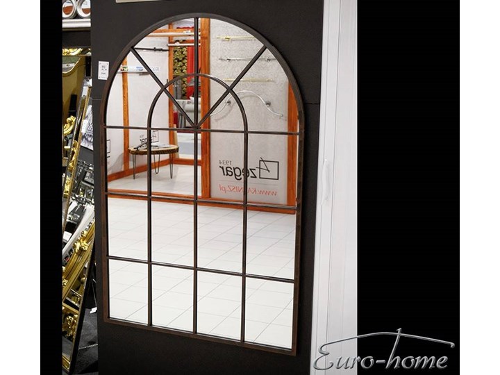 Lustro w miedzianej metalowej ramie imitujące okno 90x135 cm 15828 Ścienne Lustro z ramą Prostokątne Pomieszczenie Salon Kolor Czarny