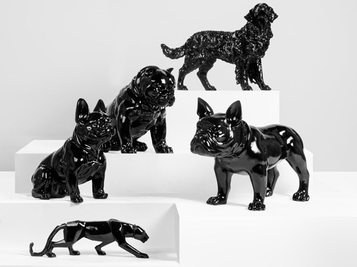 Czarna figura buldog 64x54x29 cm A216 Kolor Czarny Kategoria Figury i rzeźby