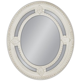 Owalne lustro w białej przecieranej oprawie 62x72 cm PU027