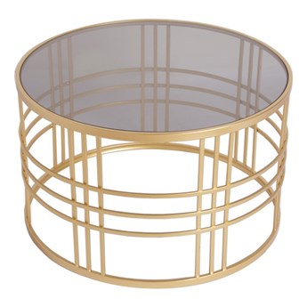 Złoty okrągły stolik dymiony szklany blat Ø74x46 cm TOY68-6404L