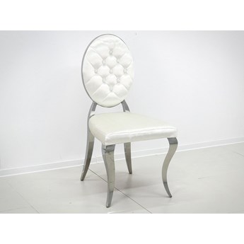 Pikowane welurowe białe krzesło 50x58x96 cm FT83H