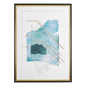 Beliani Obraz w ramie niebiesko-złoty 60 x 80 cm na ścianę efekt akwareli plakat